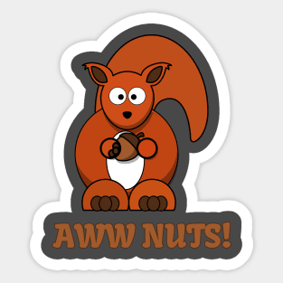 Aww Nuts Funny Squirrel Pun Sticker